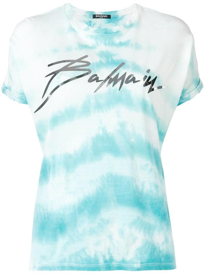 Balmain Tie-dye Print T-shirt - Blue