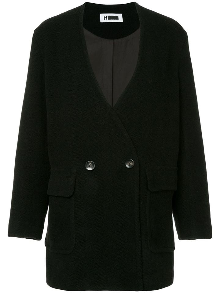 H Beauty & Youth Double-breasted Cocoon Coat - Black