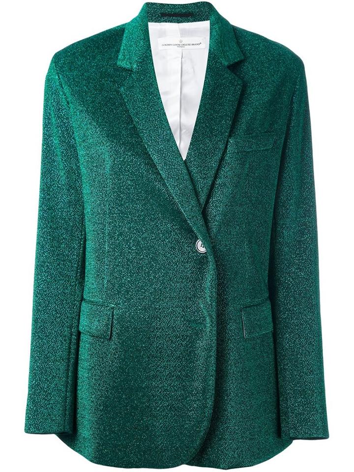 Golden Goose Deluxe Brand Glitter Blazer, Women's, Size: Large, Green, Polyester/polyurethane/viscose/cupro