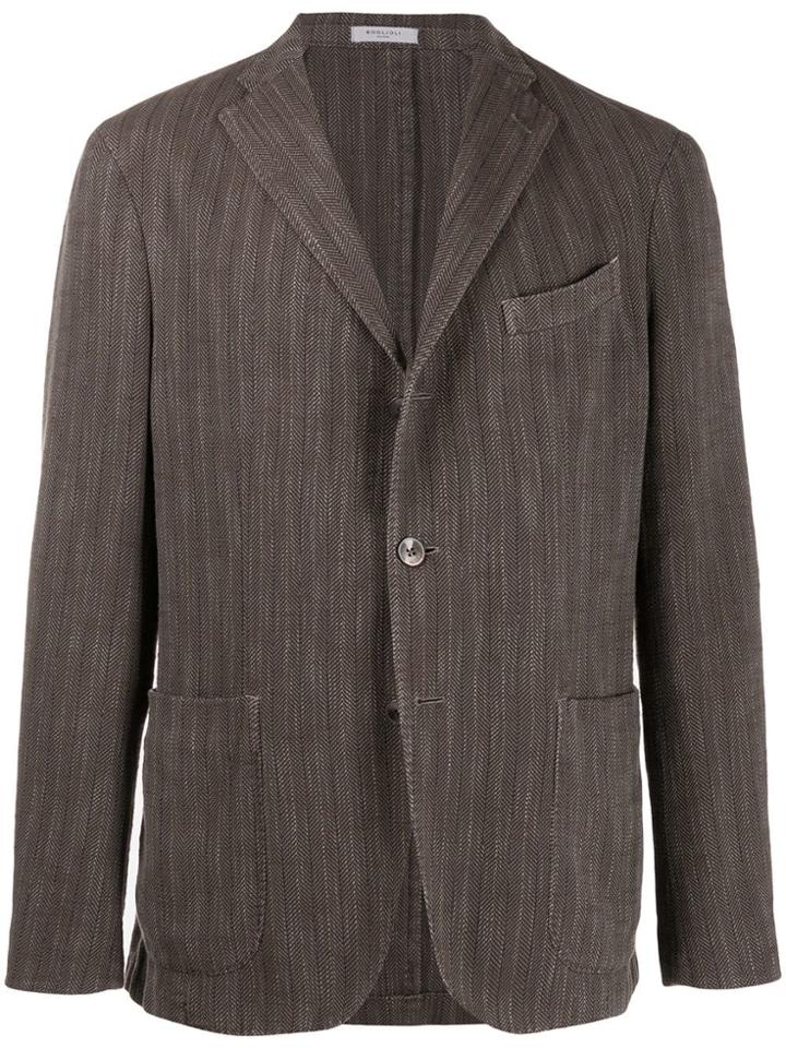 Boglioli Striped Suit Jacket - Brown