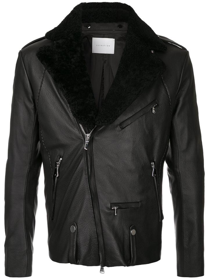 Estnation Faux-fur Trim Jacket - Black