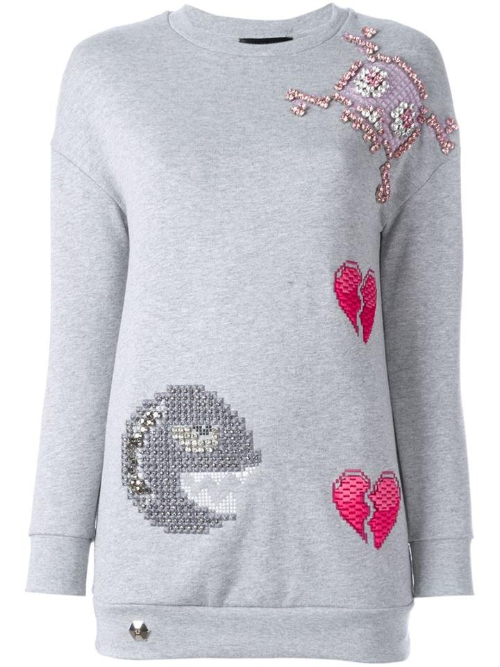 Philipp Plein Pacman Sweatshirt, Women's, Size: Xs, Grey, Cotton/polyester/brass