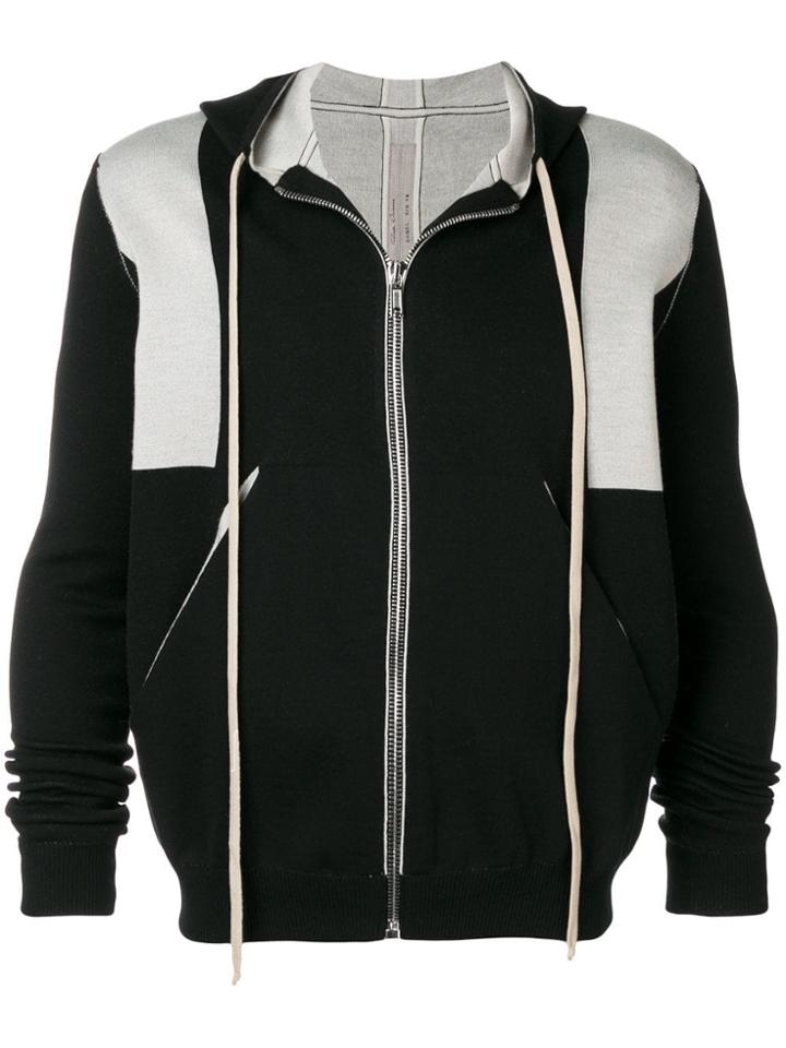 Rick Owens Contrast Zipped Hoodie - Black