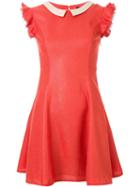 Loveless - Frill Trim Flared Dress - Women - Polyester/cupro - 36, Women's, Yellow/orange, Polyester/cupro