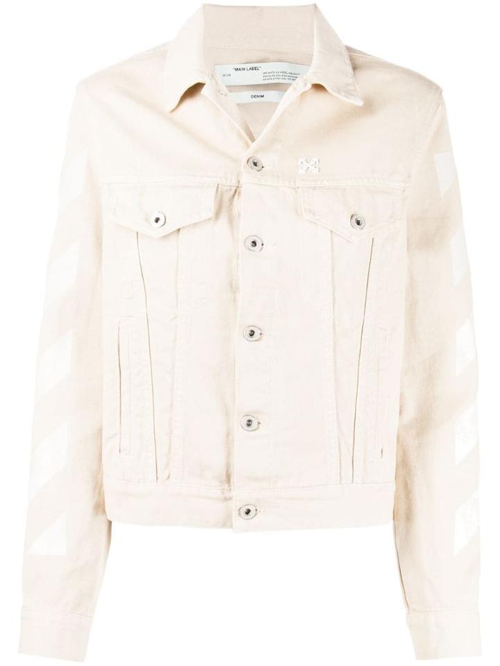 Off-white Diagonal Print Denim Jacket - Neutrals