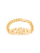Versace 'cubic Medusa' Curb Bracelet, Women's, Metallic