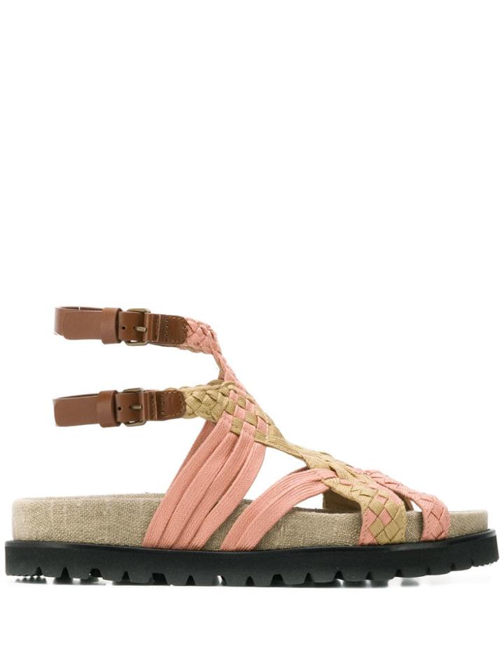 Alberta Ferretti Woven Strappy Sandals - Neutrals