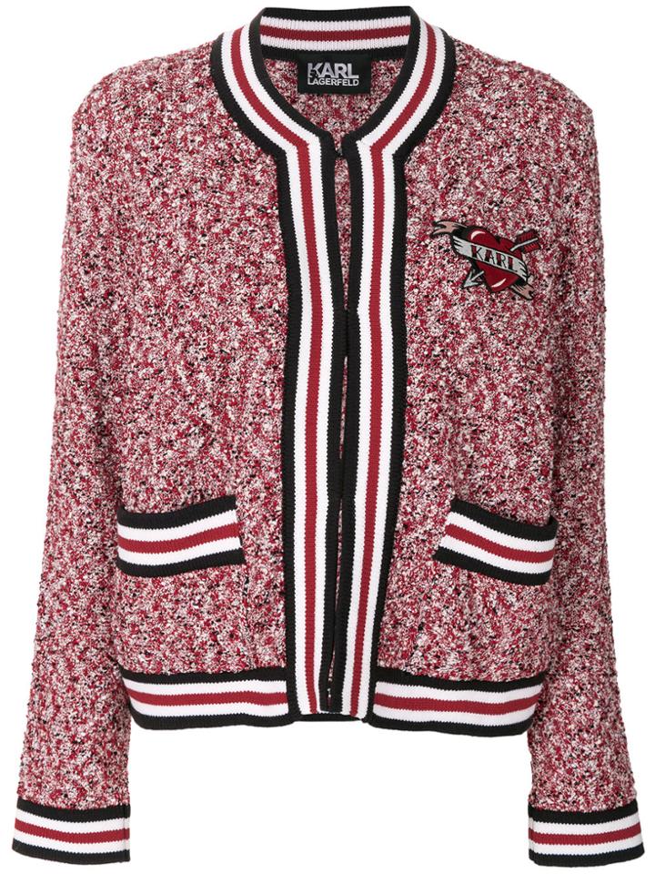 Karl Lagerfeld Applique Patch Boucle Cardigan - Red