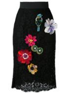 Dolce & Gabbana - Floral Embroidered Pencil Skirt - Women - Silk/cotton/nylon/viscose - 40, Black, Silk/cotton/nylon/viscose