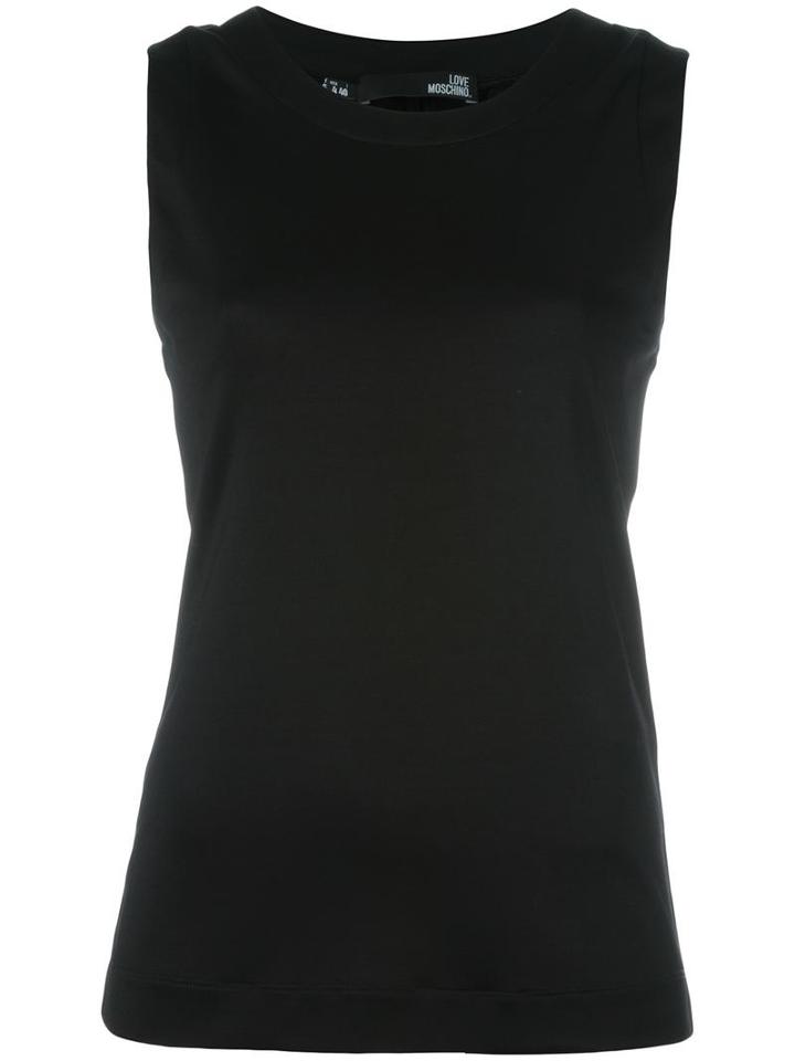 Love Moschino Heart Shaped Cut-off Tank, Women's, Size: 42, Black, Viscose/spandex/elastane
