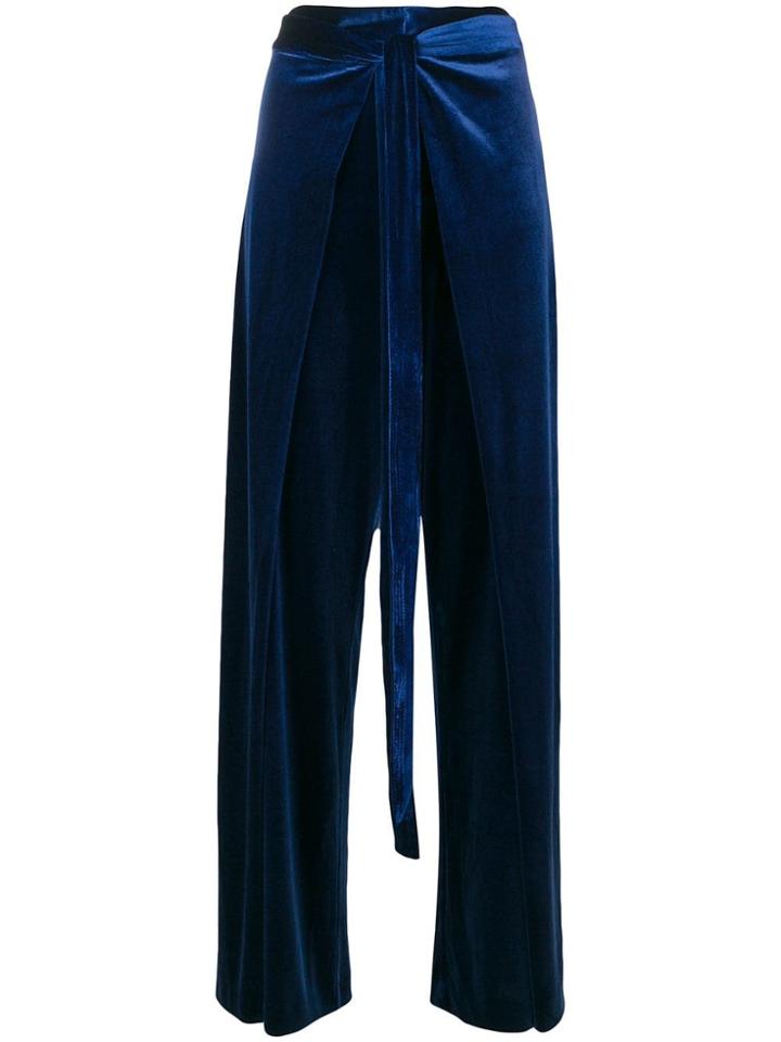 Rouge Margaux Belted Wide Leg Trousers - Blue