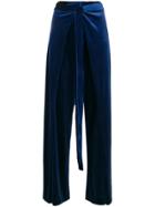 Rouge Margaux Belted Wide Leg Trousers - Blue
