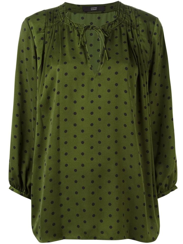 Steffen Schraut Polka Dot Blouse, Women's, Size: 38, Green, Polyester