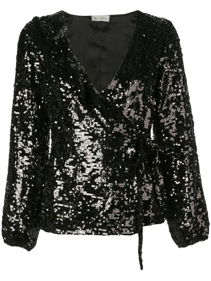 Beau Souci Sequin V-neck Top - Black