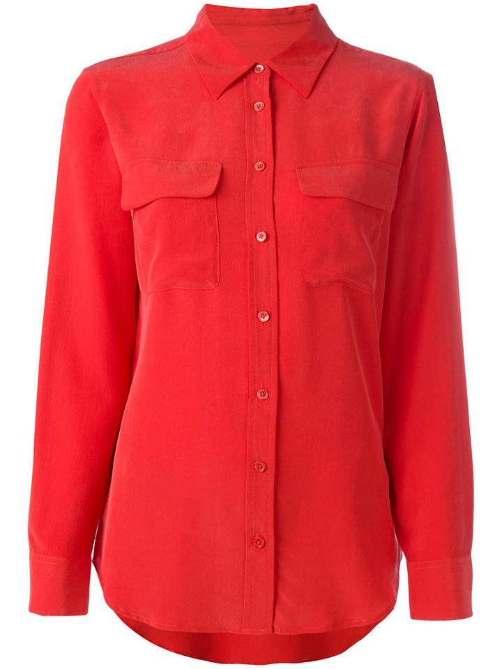 Equipment Buttoned Blouse, Women's, Size: Medium, Red, Silk