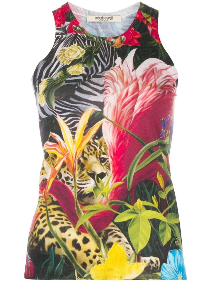 Roberto Cavalli Paradise Found Silk Tank Top - Black