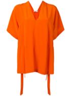 Christian Wijnants - V-neck Top - Women - Silk Crepe - 40, Women's, Yellow/orange, Silk Crepe