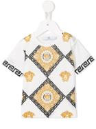 Young Versace Greca Print T-shirt, Toddler Boy's, Size: 36 Mth, White