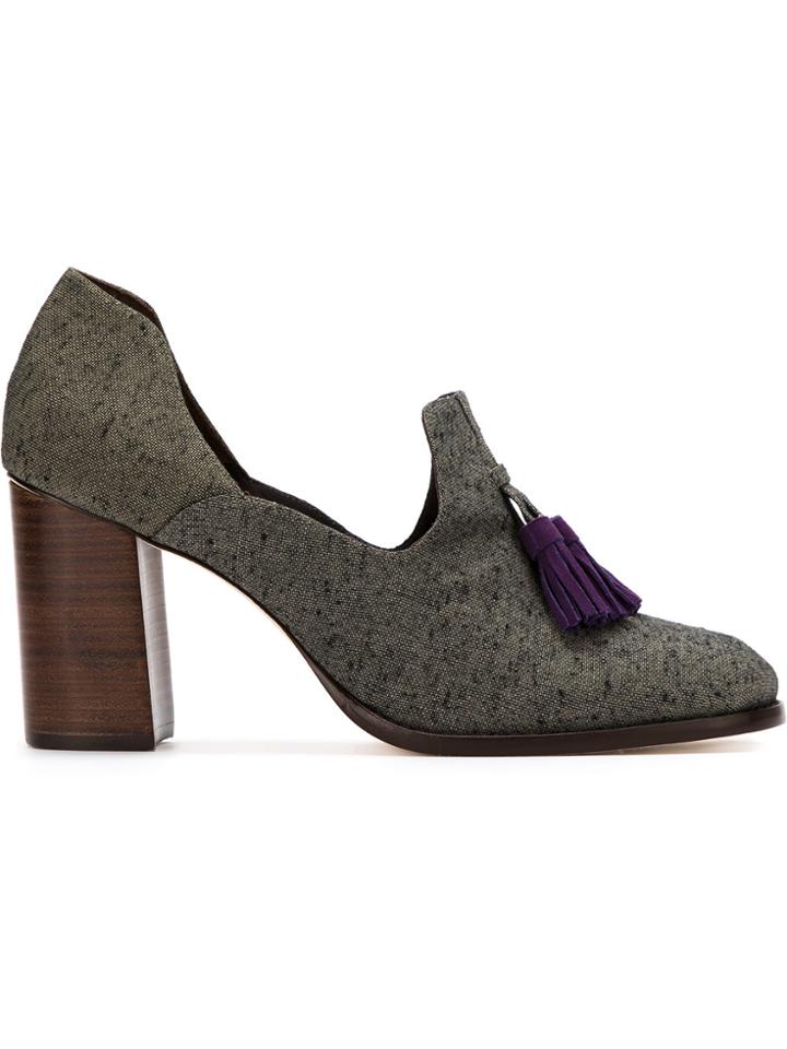 Sarah Chofakian Tassel Detailing Pumps - Grey