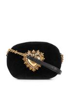 Dolce & Gabbana Embellished Heart Crossbody Bag - Black