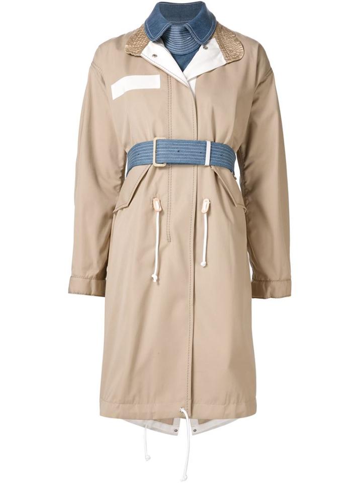 Sacai Oversized Coat, Women's, Size: 2, Nude/neutrals, Cotton/cupro