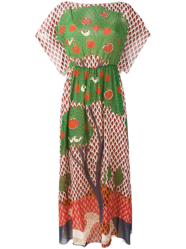 Red Valentino Fantasy Landscape Dress, Women's, Size: 42, Silk/spandex/elastane/polyester