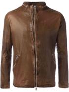 Giorgio Brato Classic Leather Jacket, Men's, Size: 52, Brown, Leather/nylon/cotton