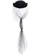 Gucci Veil Detail Hat, Women's, Size: Small, Black, Wool Felt/cotton/viscose/silk