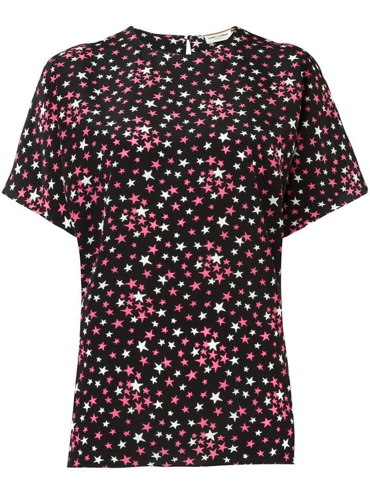 Saint Laurent - Star Print Blouse - Women - Silk/cotton - 38, Black, Silk/cotton