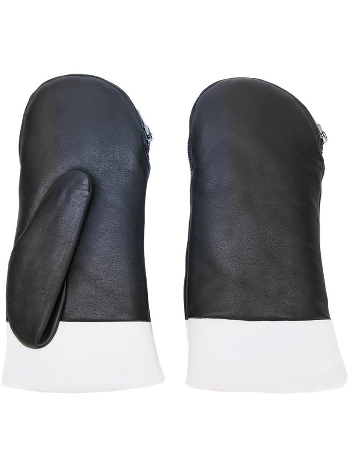 Kenzo Zipped Mitts, Adult Unisex, Size: Medium, Black, Lamb Skin