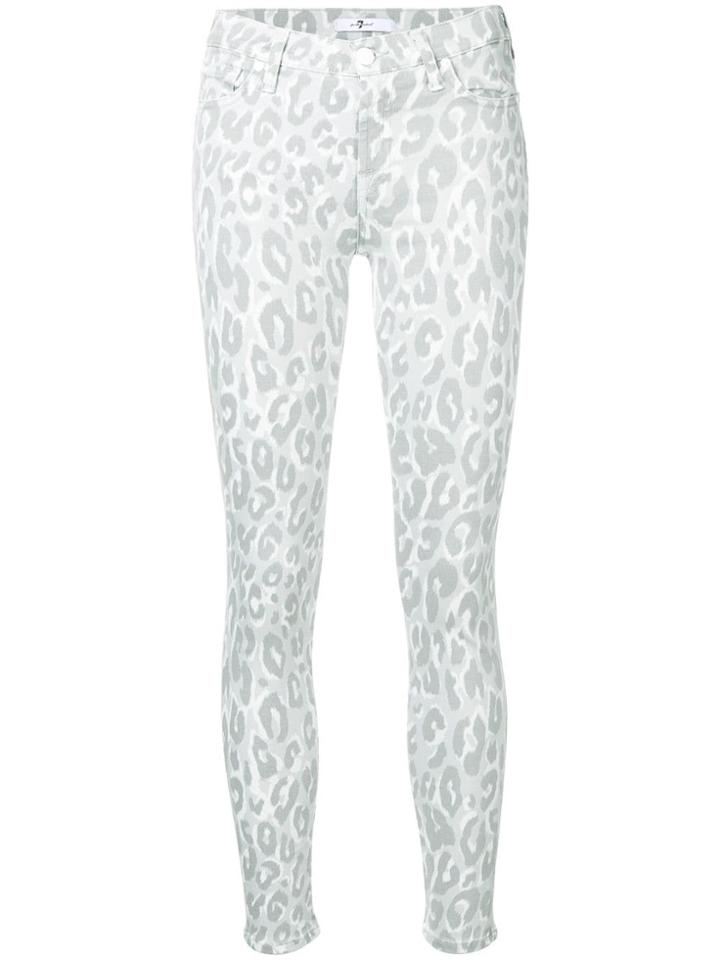 7 For All Mankind Leopard Print Skinny Jeans - Grey