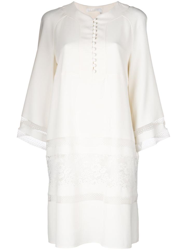 Chloé Lace Panel Mini Dress - Nude & Neutrals