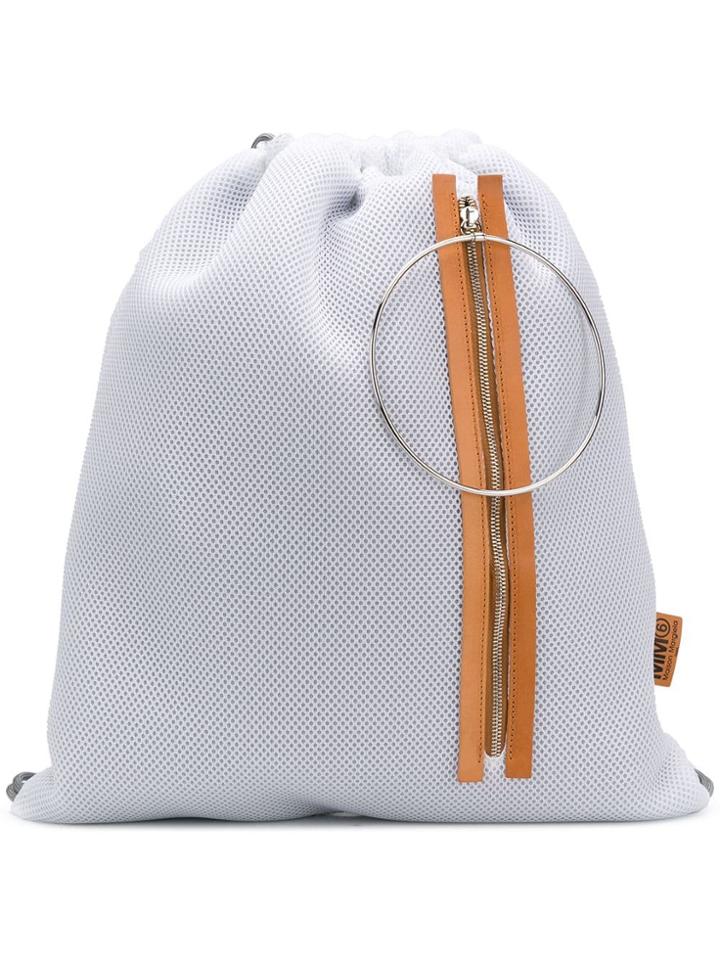 Mm6 Maison Margiela Mesh Drawstring Backpack - White