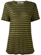 T By Alexander Wang Striped T-shirt, Women's, Size: Small, Green, Rayon/linen/flax