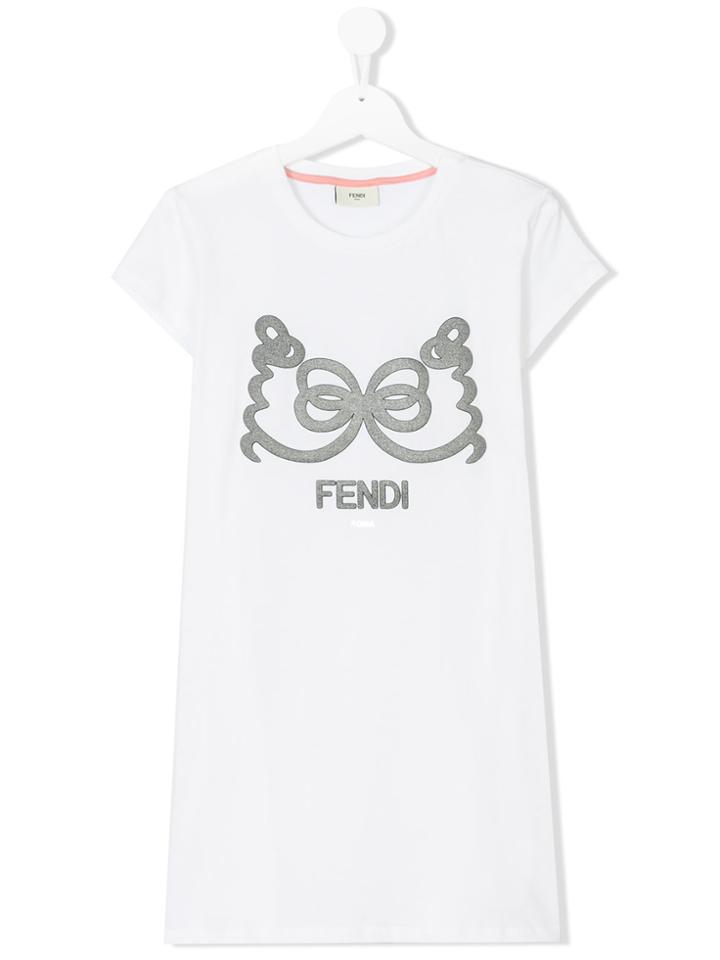 Fendi Kids Teen Logo T-shirt - White