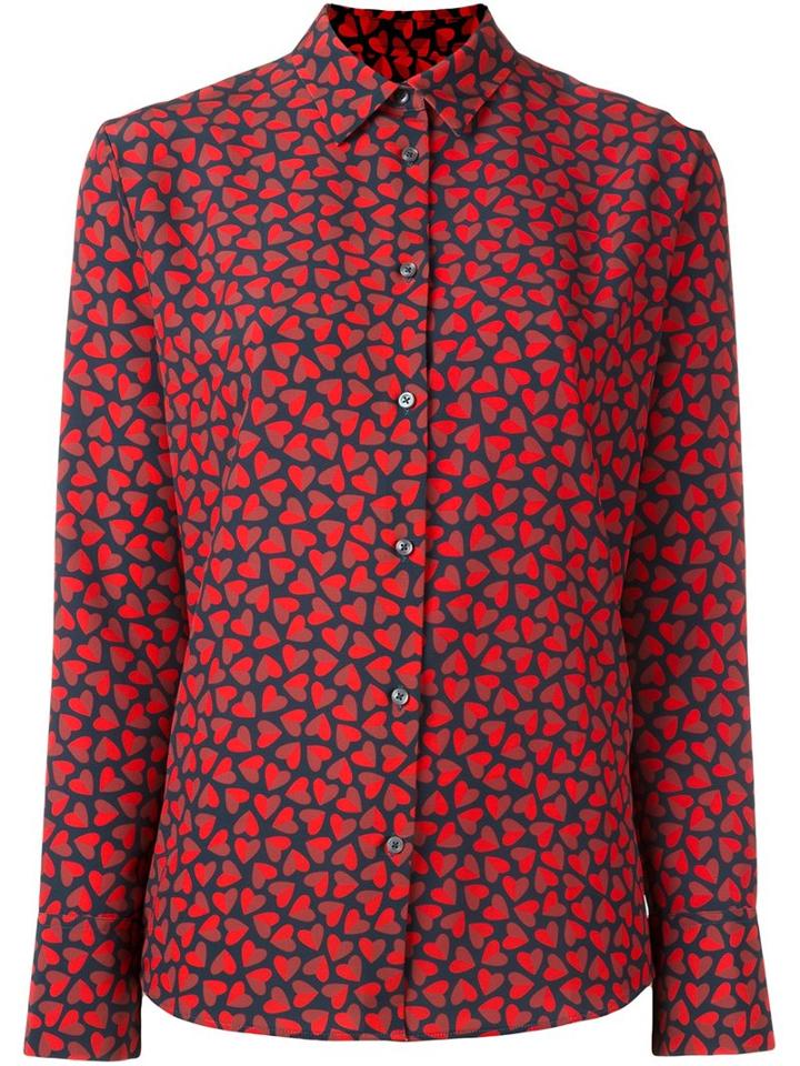 Ps By Paul Smith Printed Shirt, Women's, Size: 42, Red, Polyester