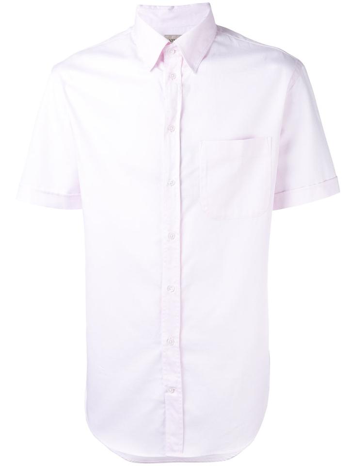Armani Collezioni Classic Short-sleeved Shirt, Men's, Size: 38, Pink/purple, Cotton