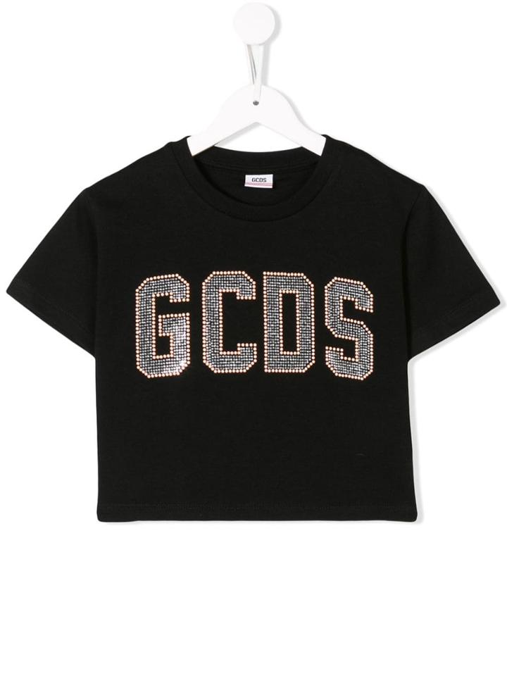 Gcds Kids Teen Logo Embellished T-shirt - Black