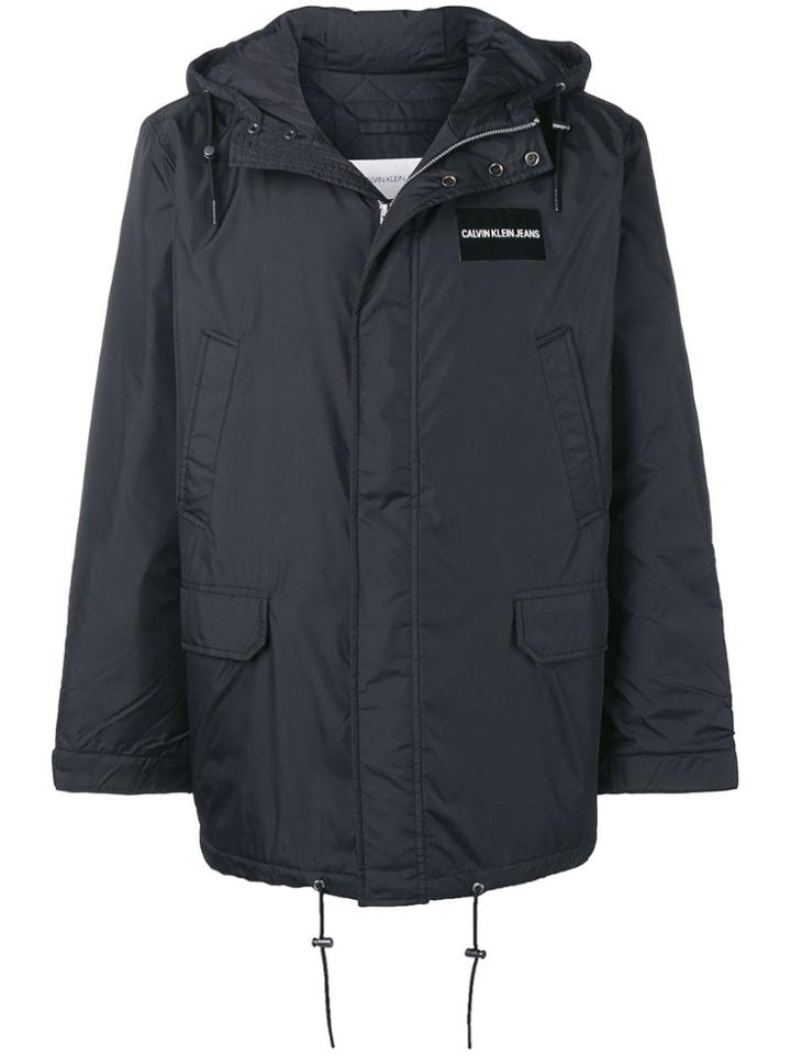 Calvin Klein Jeans Hooded Single-breasted Coat - Black