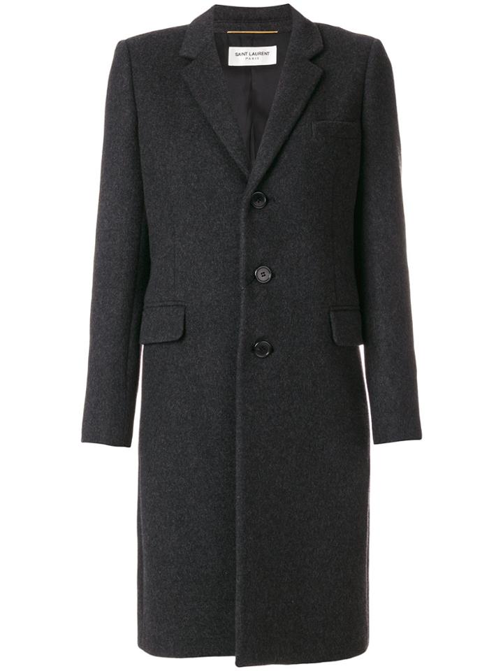 Saint Laurent Classic Chesterfield Coat - Grey