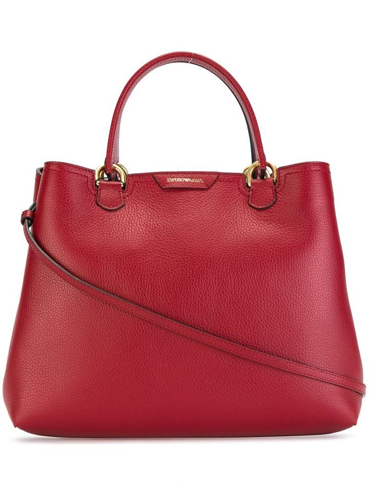 Emporio Armani Double Handles Medium Tote, Women's, Red