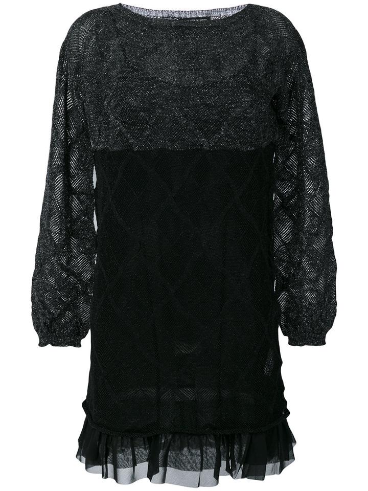 Twin-set - Sheer Metallic Dress - Women - Polyester - L, Black, Polyester