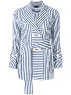 Eudon Choi Striped Tie Waist Jacket - Blue