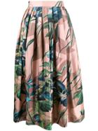 Agnona Pleated Floral Print Skirt - Pink