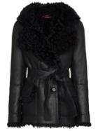 Sies Marjan Double Breasted Belted Leather Coat - Blue