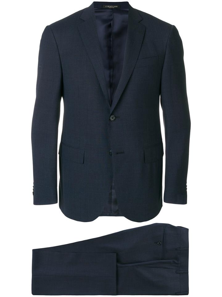 Corneliani Micro Print Single Breasted Suit - Blue
