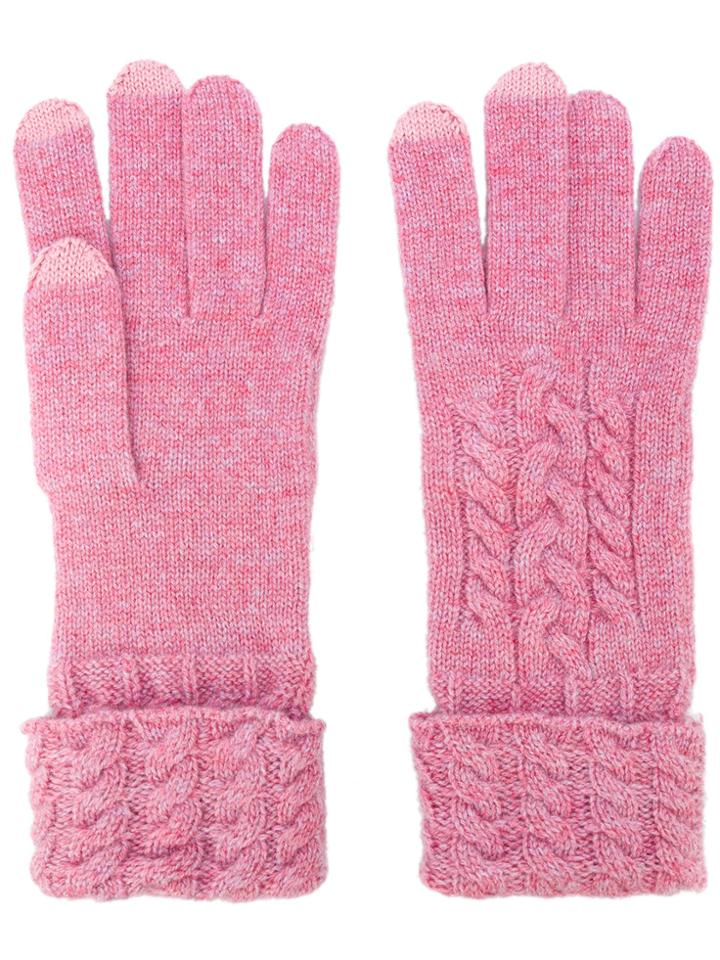 N.peal Cable Knit Gloves - Pink & Purple