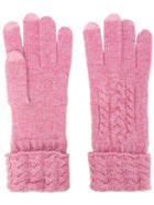 N.peal Cable Knit Gloves - Pink & Purple