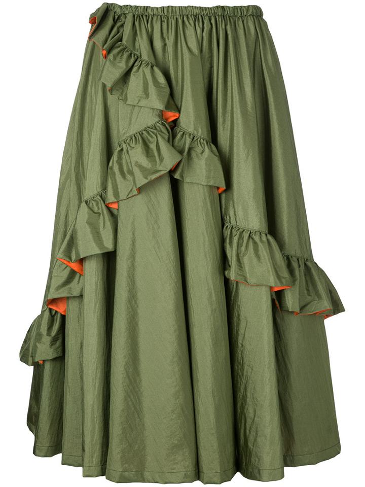 G.v.g.v. Flared Skirt, Women's, Size: 34, Green, Nylon