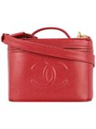 Chanel Vintage Short Cosmetic Logo Tote - Red